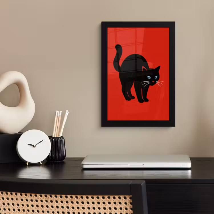 Poster met lijst - Kat - Zwart - Staart — 3