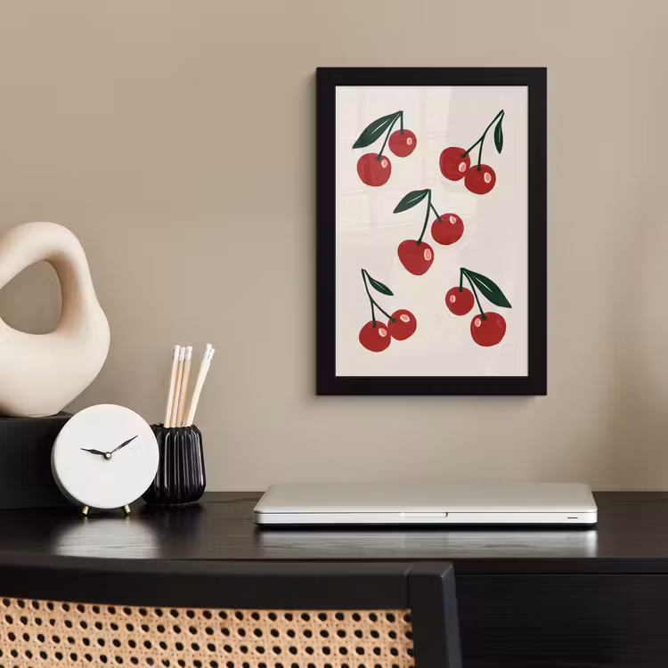 Poster met lijst - Kersen - Blaadjes - Rood — 3
