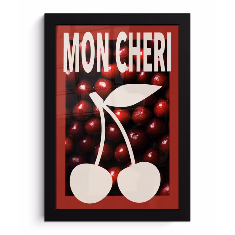 Poster met lijst - Kersen - Illustratie - Rood — 1
