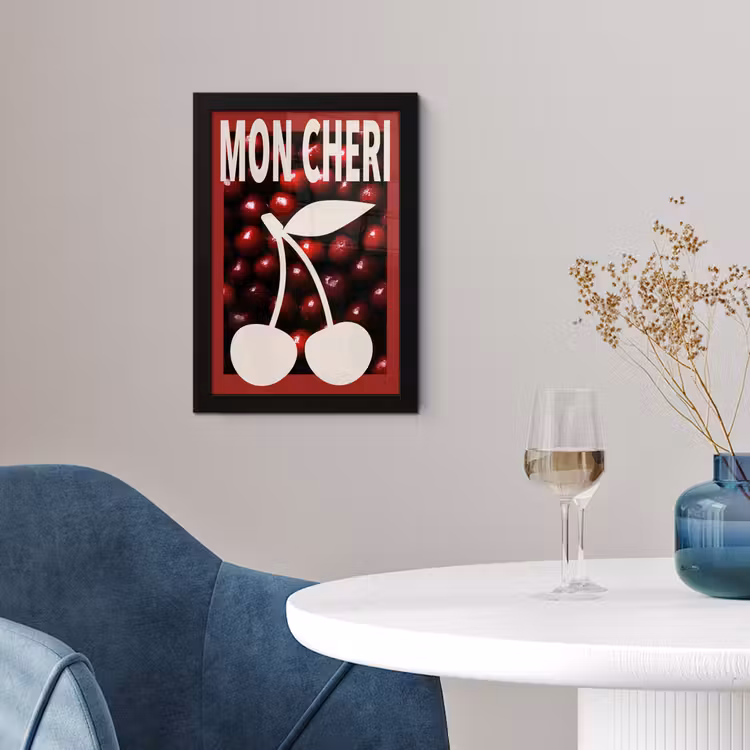 Poster met lijst - Kersen - Illustratie - Rood — 2