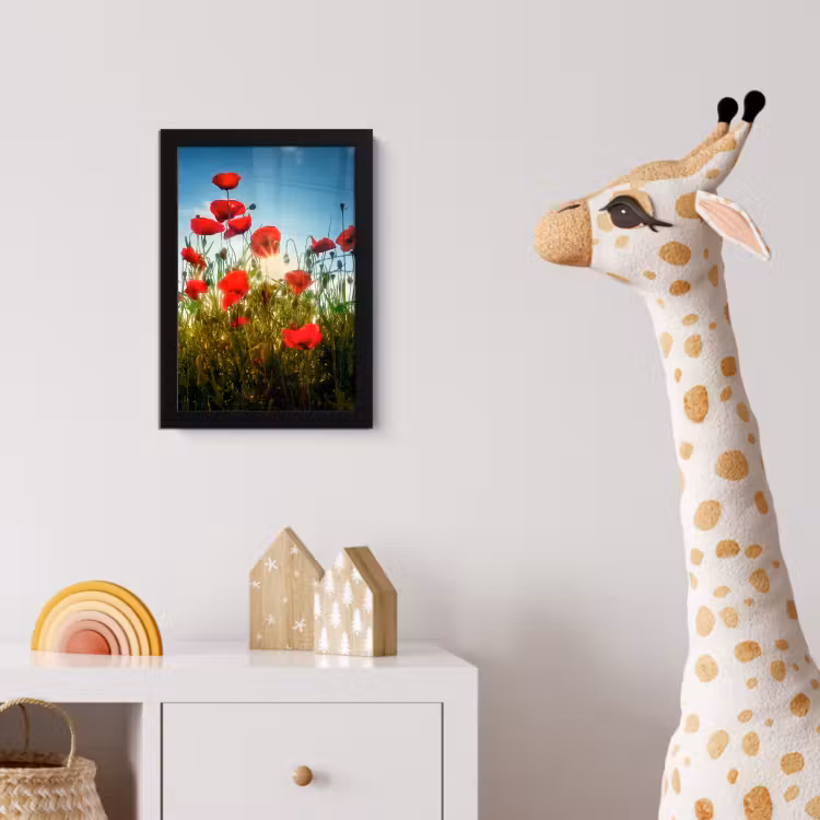 Poster met lijst - Klaprozen - Toscane - Zon - Rood - Blauw — 5
