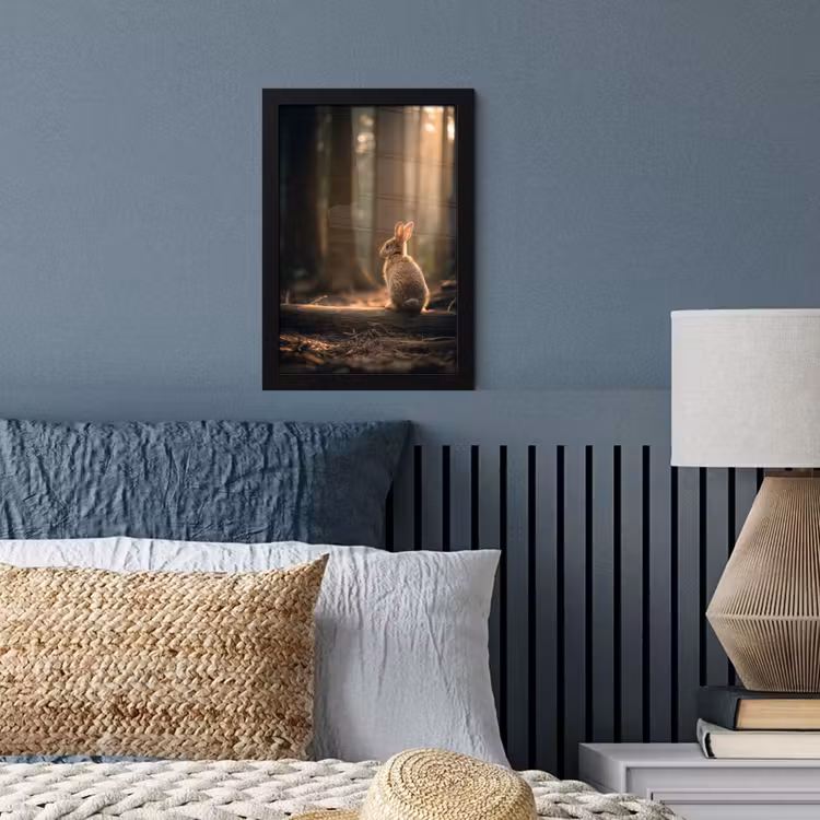 Poster met lijst - Konijn - Bos - Zonnestralen — 4