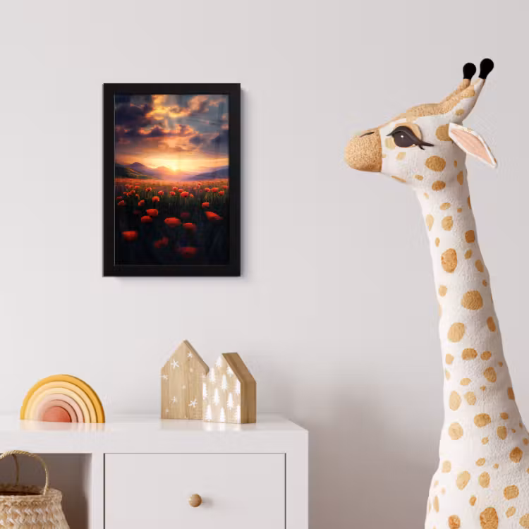 Poster met lijst - Landschap - Zonsondergang - Bloemenveld — 5
