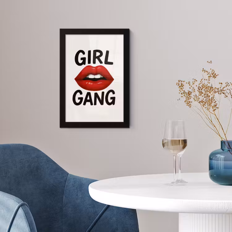 Poster met lijst - Lip - Girl - Rood - Letters — 2