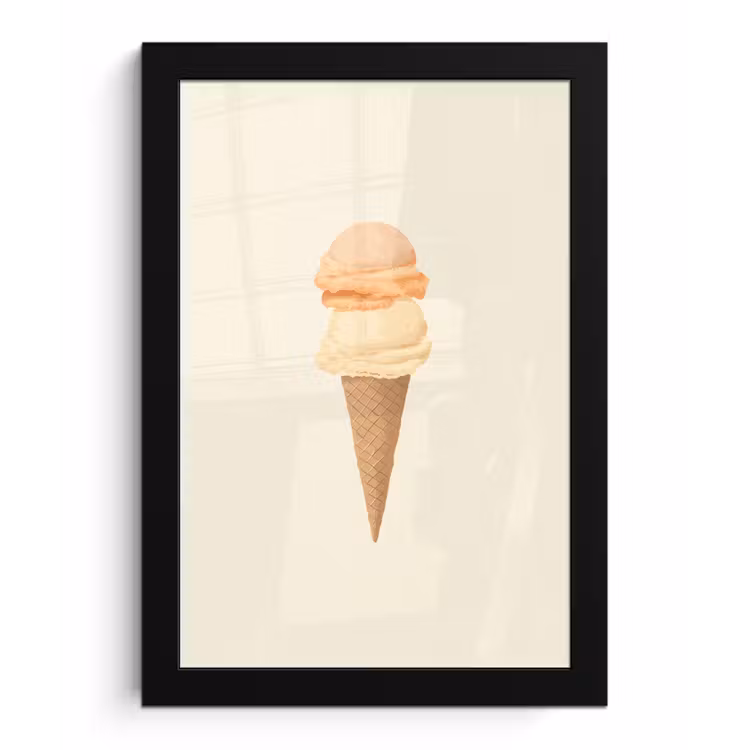 Poster met lijst - Minimalistisch - Schepijs - Hoorntje - Beige — 1