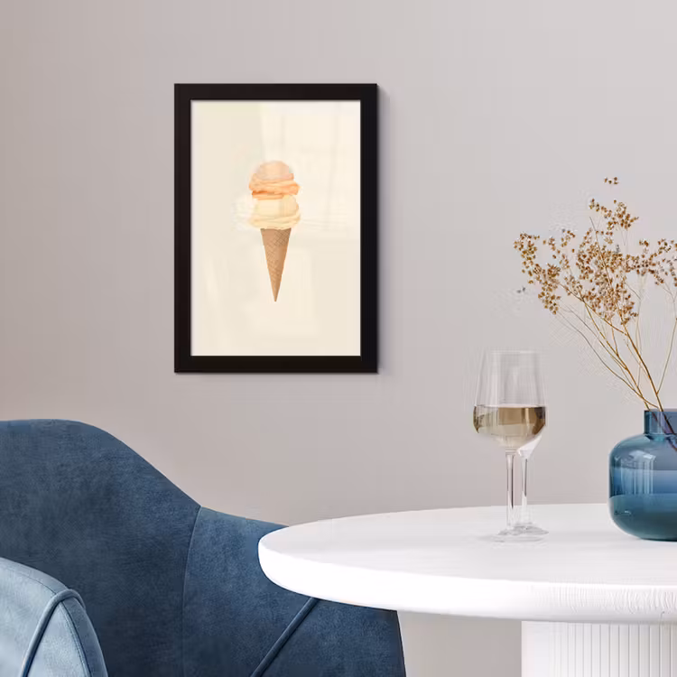Poster met lijst - Minimalistisch - Schepijs - Hoorntje - Beige — 2