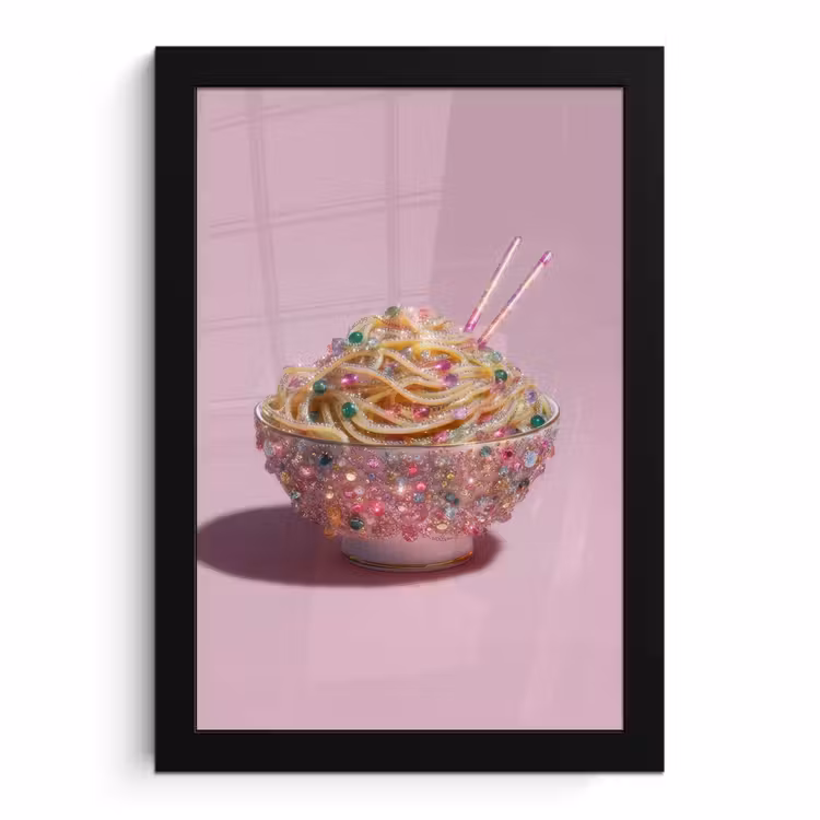 Poster met lijst - Noodles - Edelstenen - Stokjes - Roze — 1