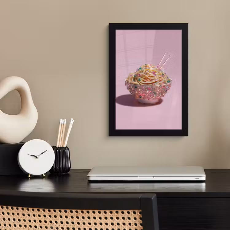 Poster met lijst - Noodles - Edelstenen - Stokjes - Roze — 3