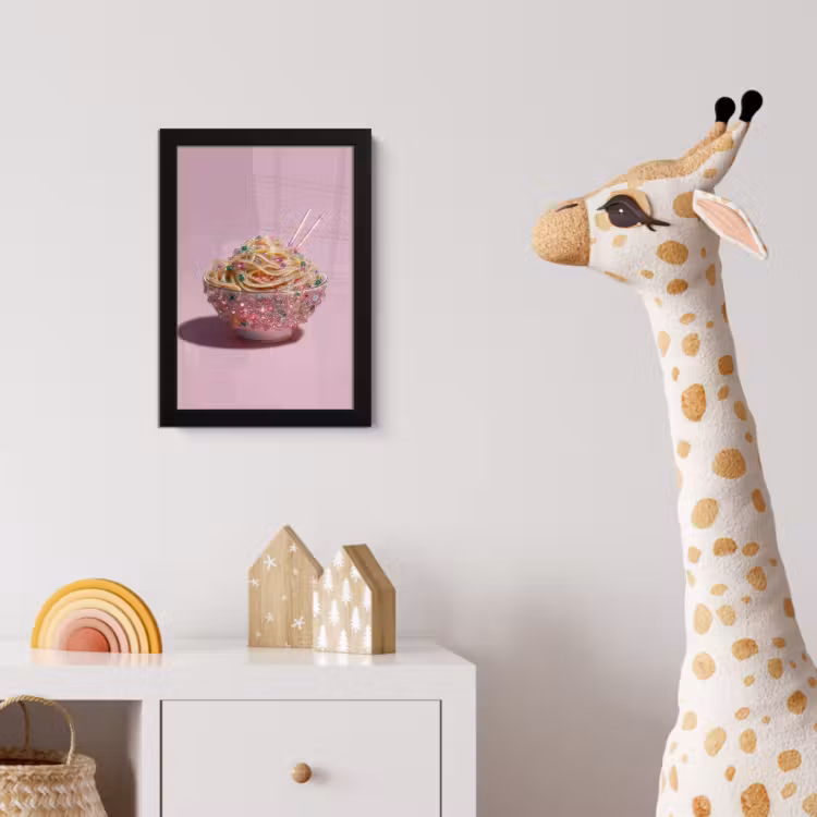 Poster met lijst - Noodles - Edelstenen - Stokjes - Roze — 5