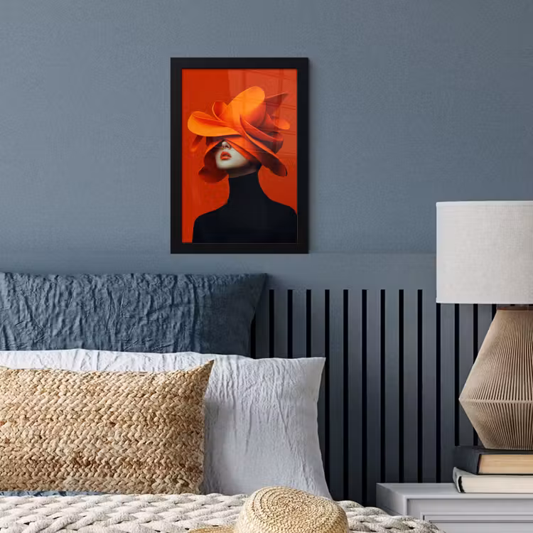Poster met lijst - Oranje - Hoed - Vrouw — 4