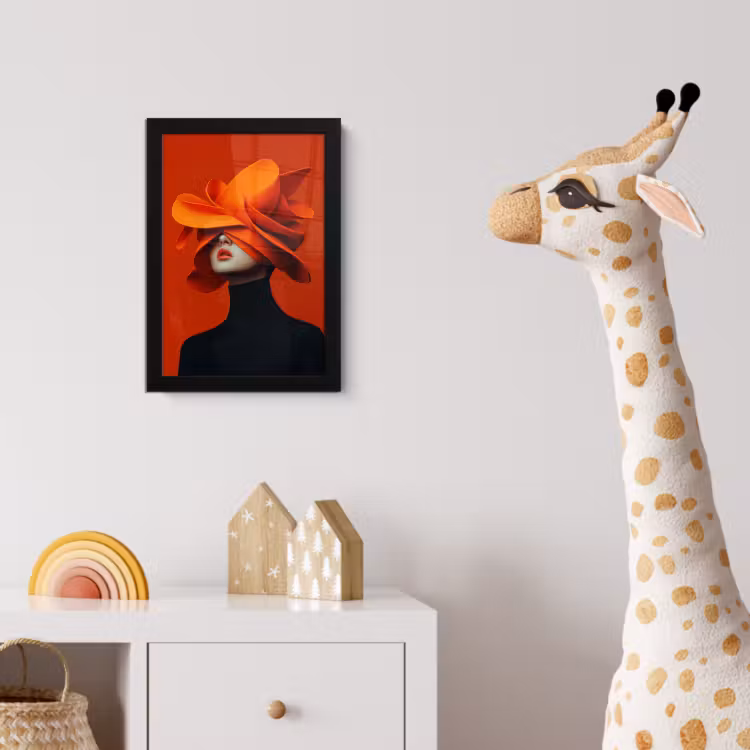 Poster met lijst - Oranje - Hoed - Vrouw — 5