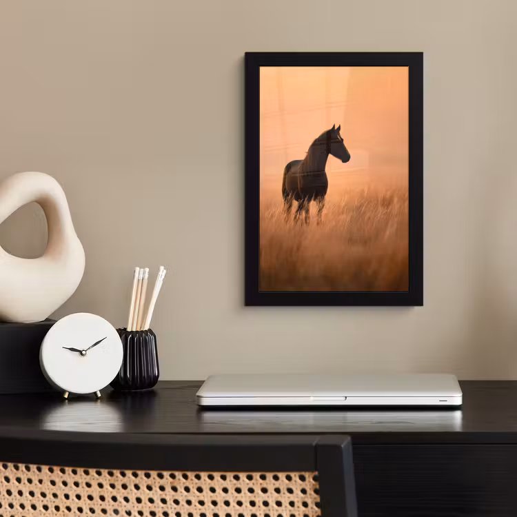 Poster met lijst - Paard - Grasveld - Zonsondergang — 3