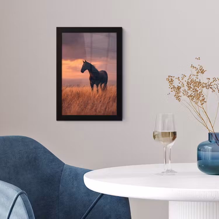 Poster met lijst - Paard - Wolken - Open veld — 2