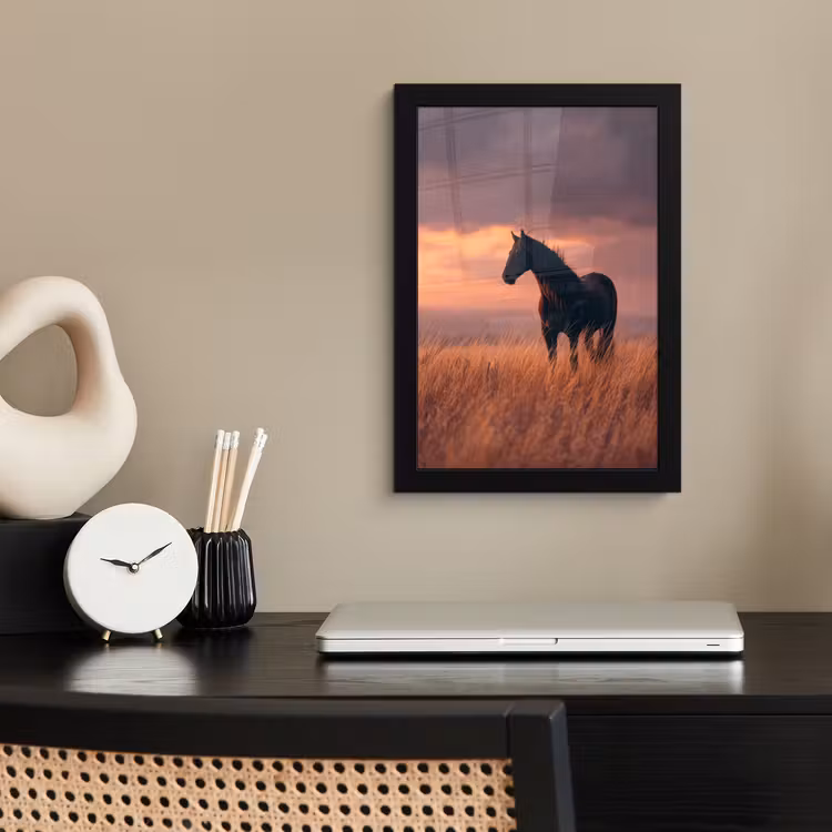 Poster met lijst - Paard - Wolken - Open veld — 3