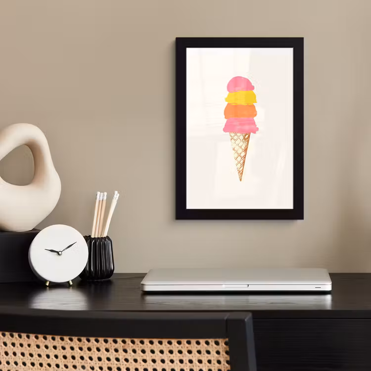 Poster met lijst - Schepijs - Hoorntje - Illustratie - Minimalistisch — 3