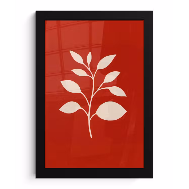 Poster met lijst - Silhouet - Bladeren - Tak — 1