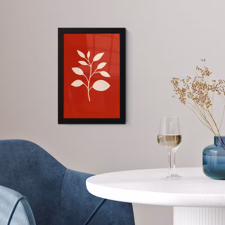 Poster met lijst - Silhouet - Bladeren - Tak — 2