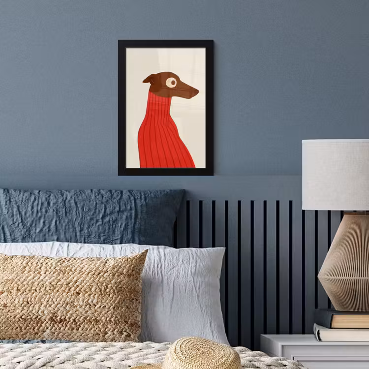 Poster met lijst - Silhouet - Hond - Trui - Rood — 4
