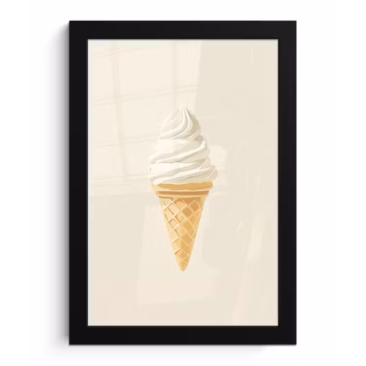 Poster met lijst - Softijs - Hoorntje - Wit — 1