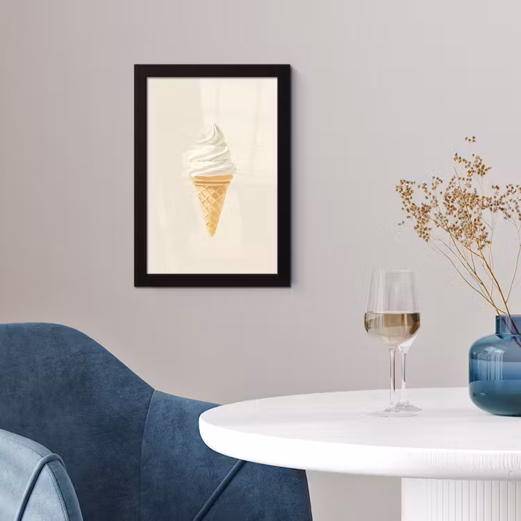 Poster met lijst - Softijs - Hoorntje - Wit — 2