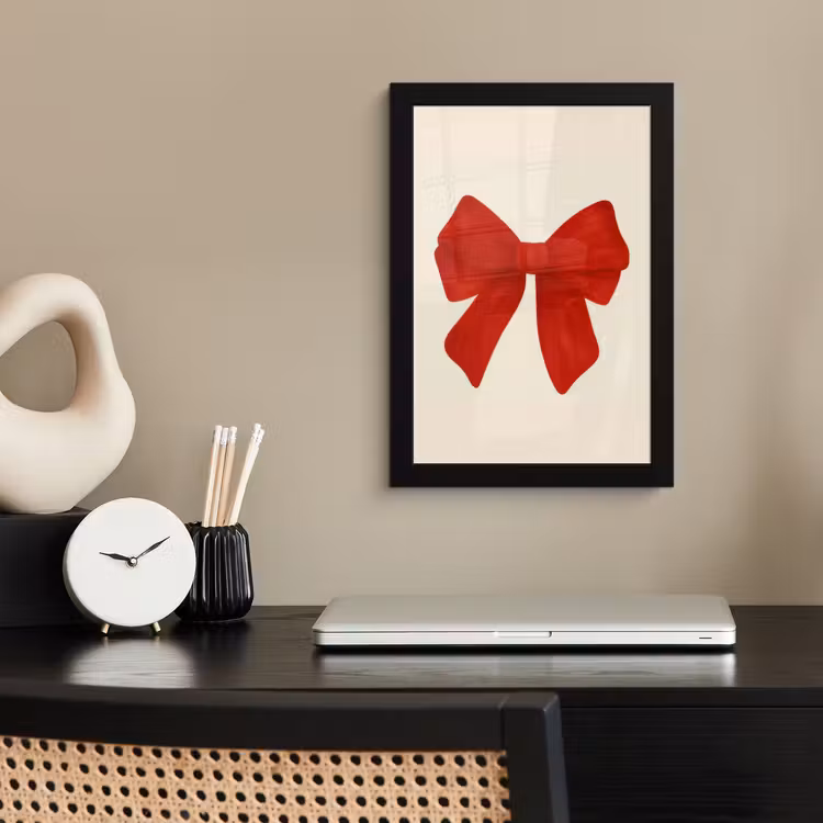 Poster met lijst - Strik - Symmetrisch - Rood - Lint — 3