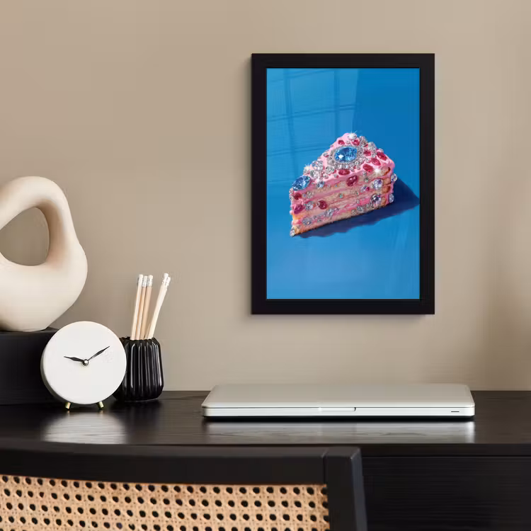 Poster met lijst - Taart - Edelstenen - Glitters - Roze — 3