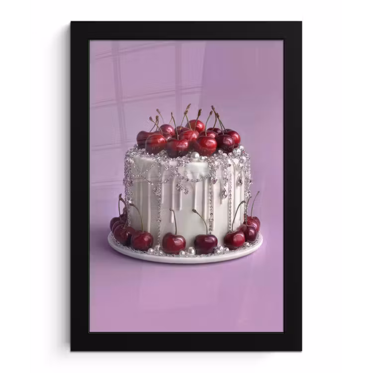 Poster met lijst - Taart - Kersen - Juwelen - Rood — 1