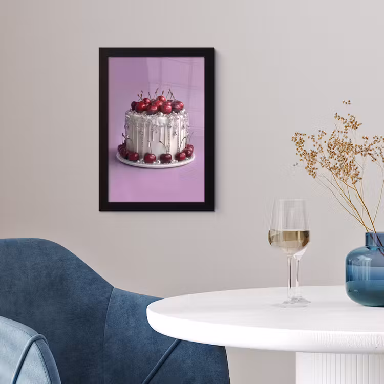 Poster met lijst - Taart - Kersen - Juwelen - Rood — 2