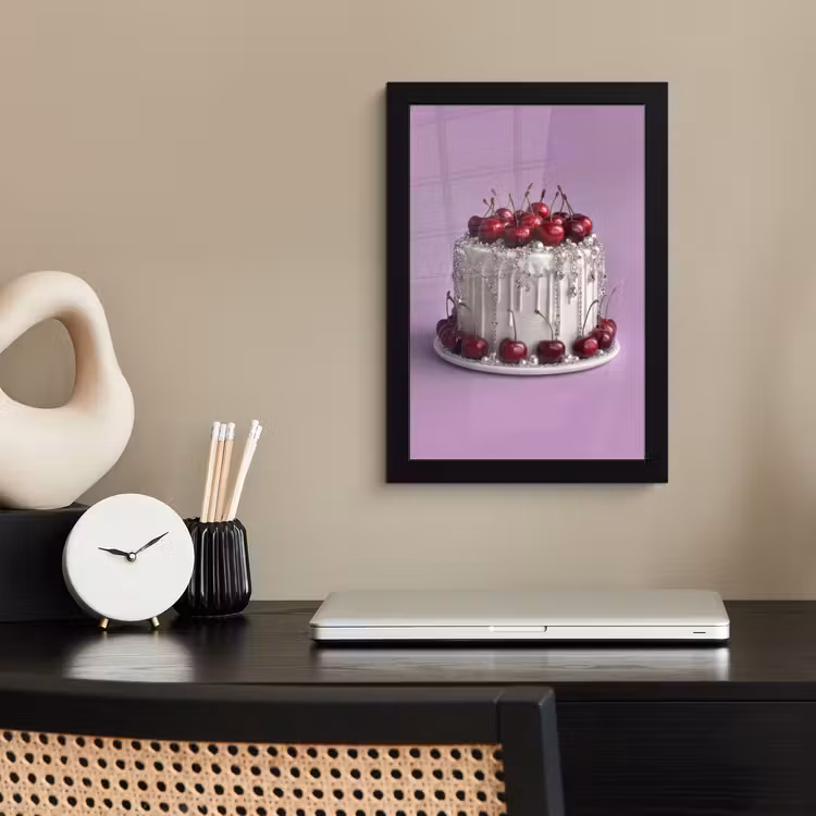 Poster met lijst - Taart - Kersen - Juwelen - Rood — 3