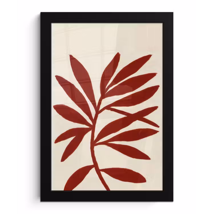Poster met lijst - Tak - Bladeren - Rood — 1
