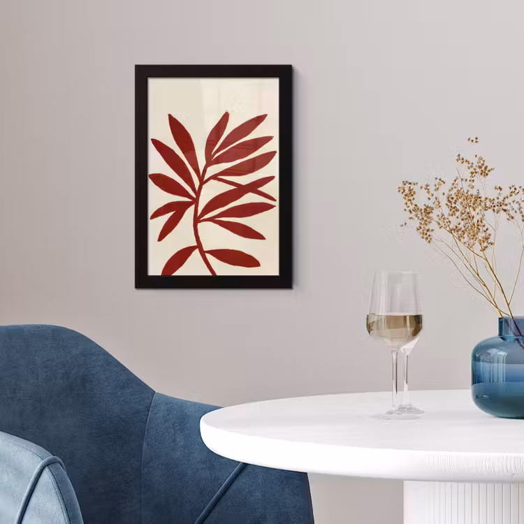 Poster met lijst - Tak - Bladeren - Rood — 2