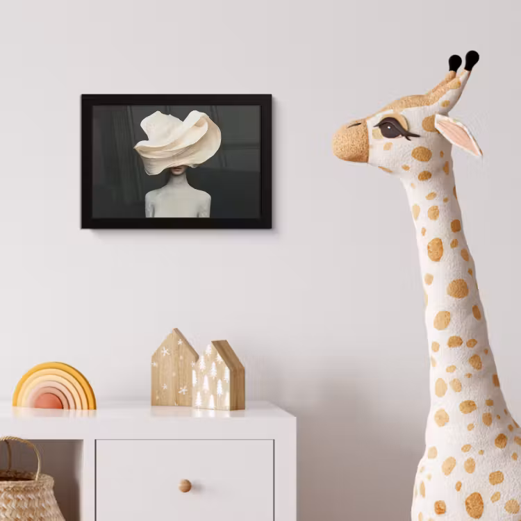 Poster met lijst - Vrouw - Beige - hoed — 5