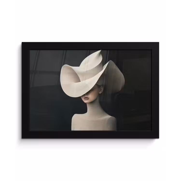 Poster met lijst - Vrouw - Golvende - Hoed — 1