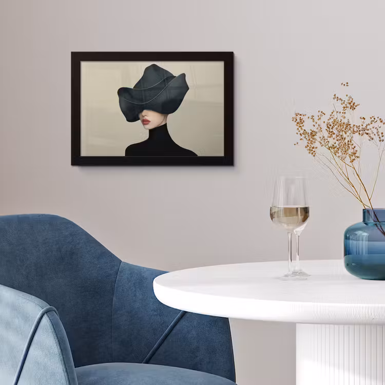 Poster met lijst - Vrouw - Groen - Hoed — 2