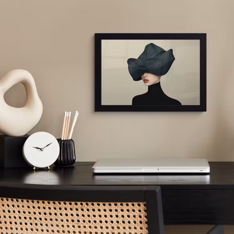 Poster met lijst - Vrouw - Groen - Hoed — 3