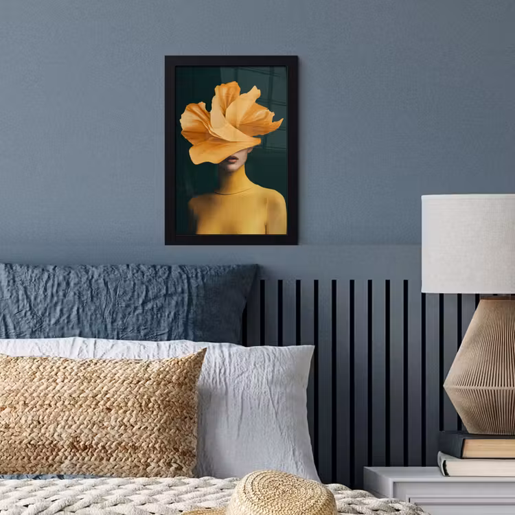 Poster met lijst - Vrouw - Hoed - Geel — 4