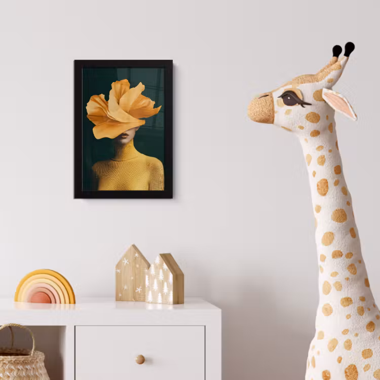 Poster met lijst - Vrouw - Hoed - Geel — 5