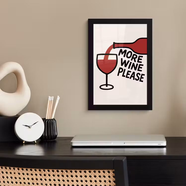 Poster met lijst - Wijnfles - Quote - Rood - Glas — 3