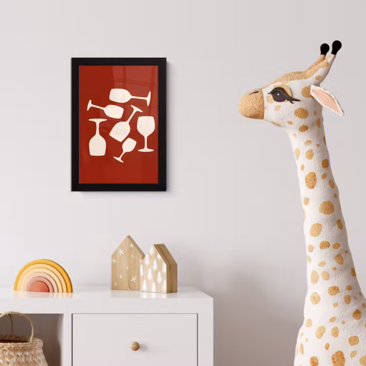 Poster met lijst - Wijnglazen - Silhouetten - Wit — 5