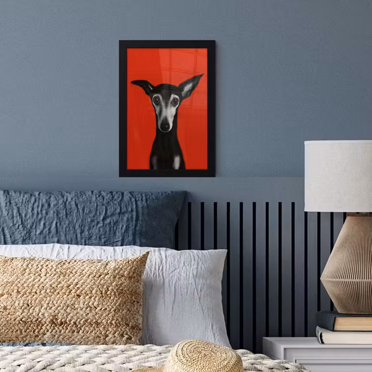 Poster met lijst - Windhond - Minimalistisch - Rood — 4