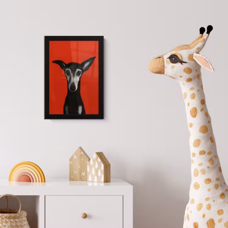 Poster met lijst - Windhond - Minimalistisch - Rood — 5