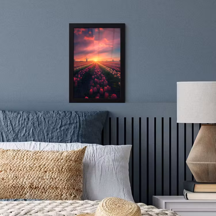 Poster met lijst - Windmolen - Zonsondergang - Landschap — 4