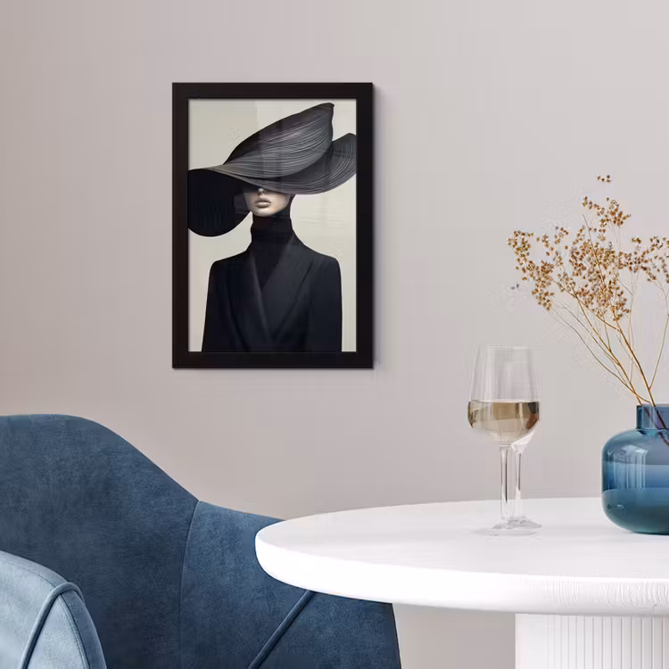 Poster met lijst - Zwart - Vrouw - Hoed — 2