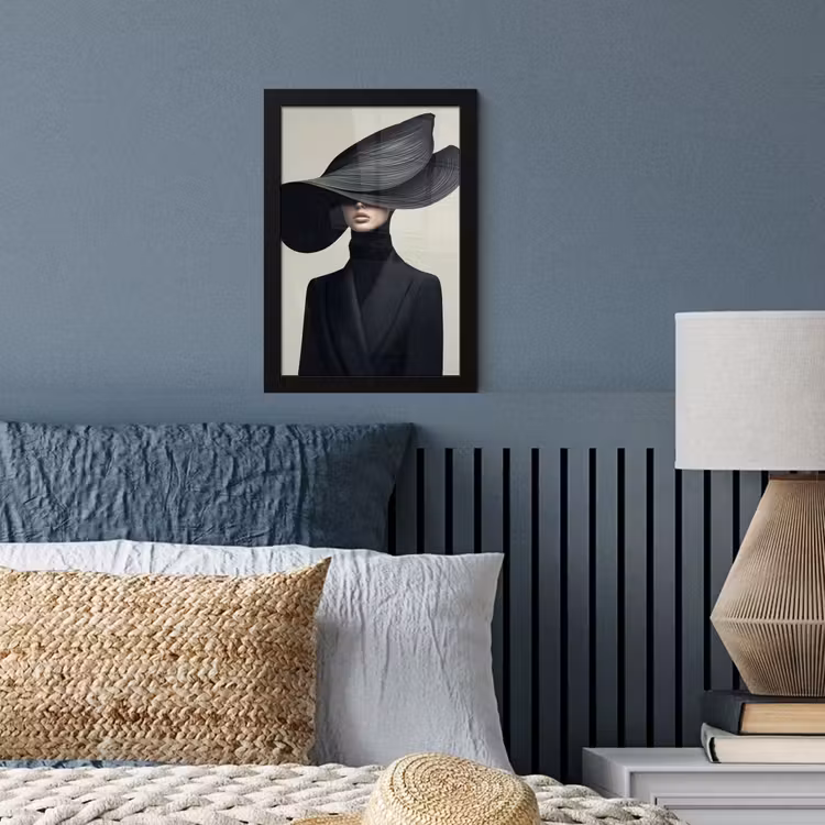 Poster met lijst - Zwart - Vrouw - Hoed — 4