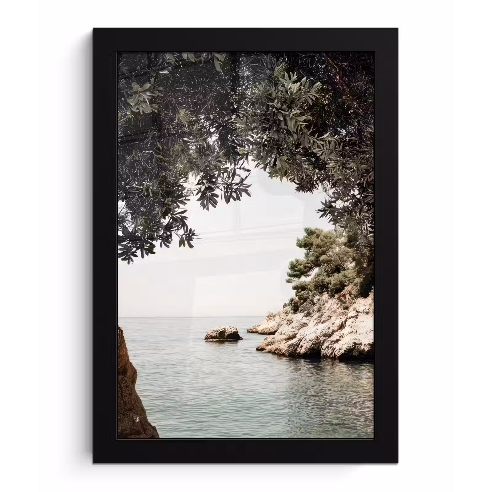 Poster met lijst - Rotsen - Zee - Boom - Groen — 1