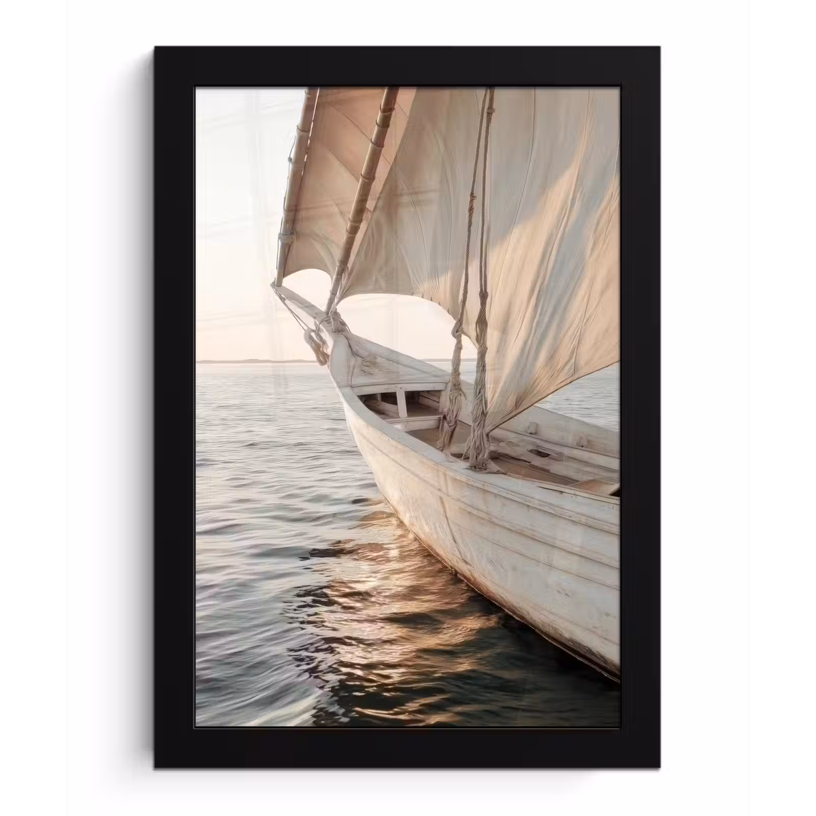 Poster met lijst - Zeilboot - Zee - Beige - Zon — 1
