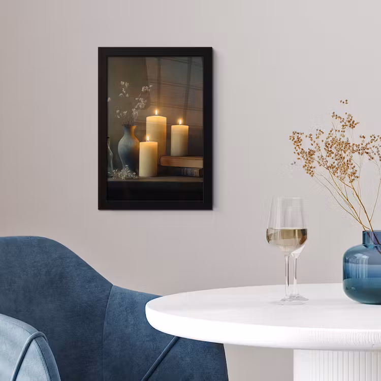 Poster met lijst - Kaarsen - Stilleven - Rustiek - Boeken — 2