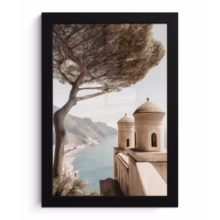 Poster met lijst - Kust - Klif - Boom - Gebouw — 1