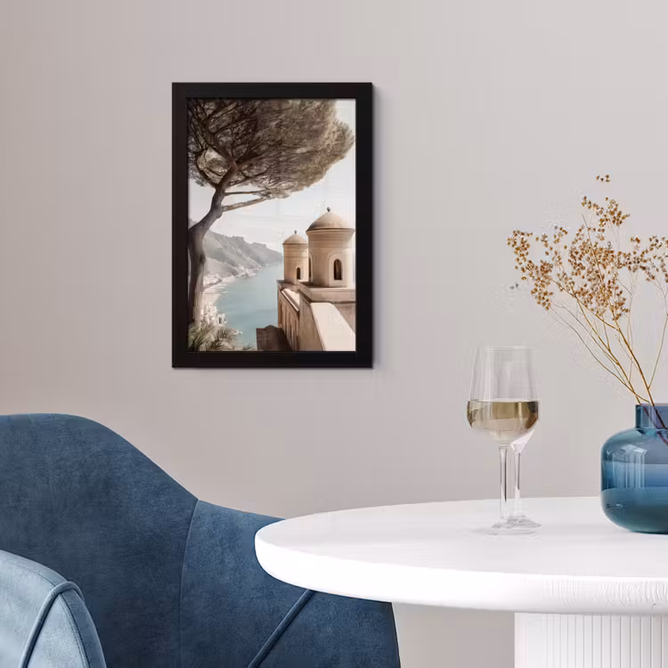 Poster met lijst - Kust - Klif - Boom - Gebouw — 2