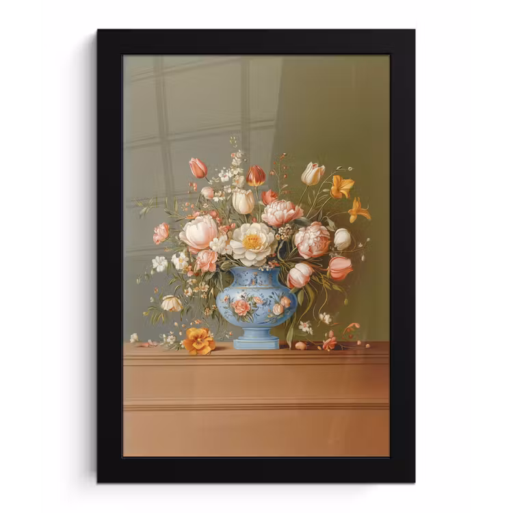 Poster met lijst - Neutral - Bloemen - Boeket - Vaas — 1